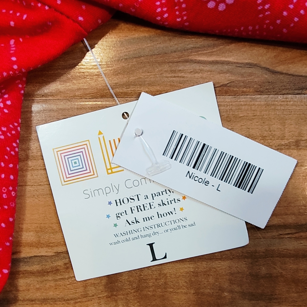 LuLaRoe L Nicole Red Midi Dress - Picture 3 of 5